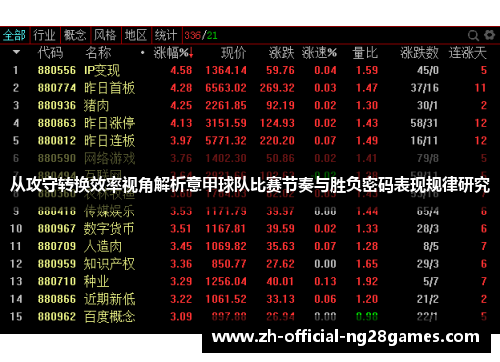 从攻守转换效率视角解析意甲球队比赛节奏与胜负密码表现规律研究